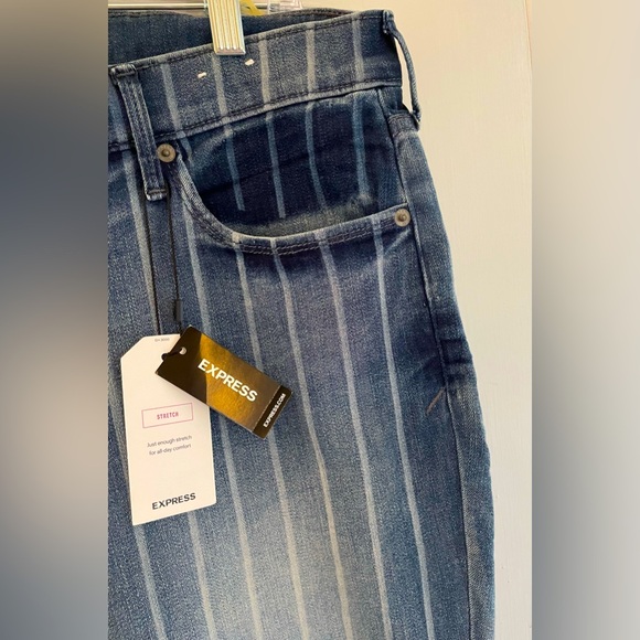 NEW Express Ankle Leggings, Mid-Rise Pinstripe Stretch Jeans - Picture 10 of 13